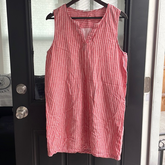 EUC linen blend red and white dress size l - Picture 1 of 5